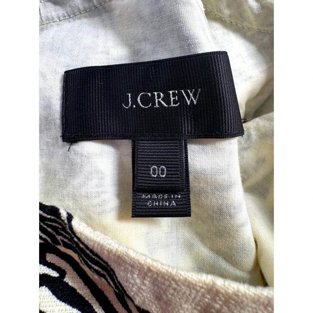 J Crew Fit And Flare Dress Womens 00 Black Cream/Yellow Floral Cutout Classic